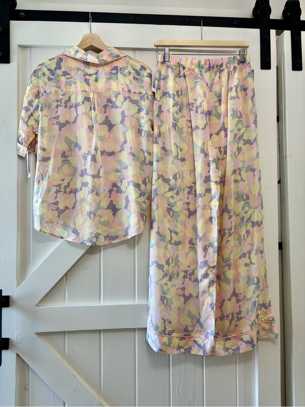 Stars Above Abstract Pink Lavender Pastel Pajama Set Lyocell Lounge Feminine S - Picture 3 of 13